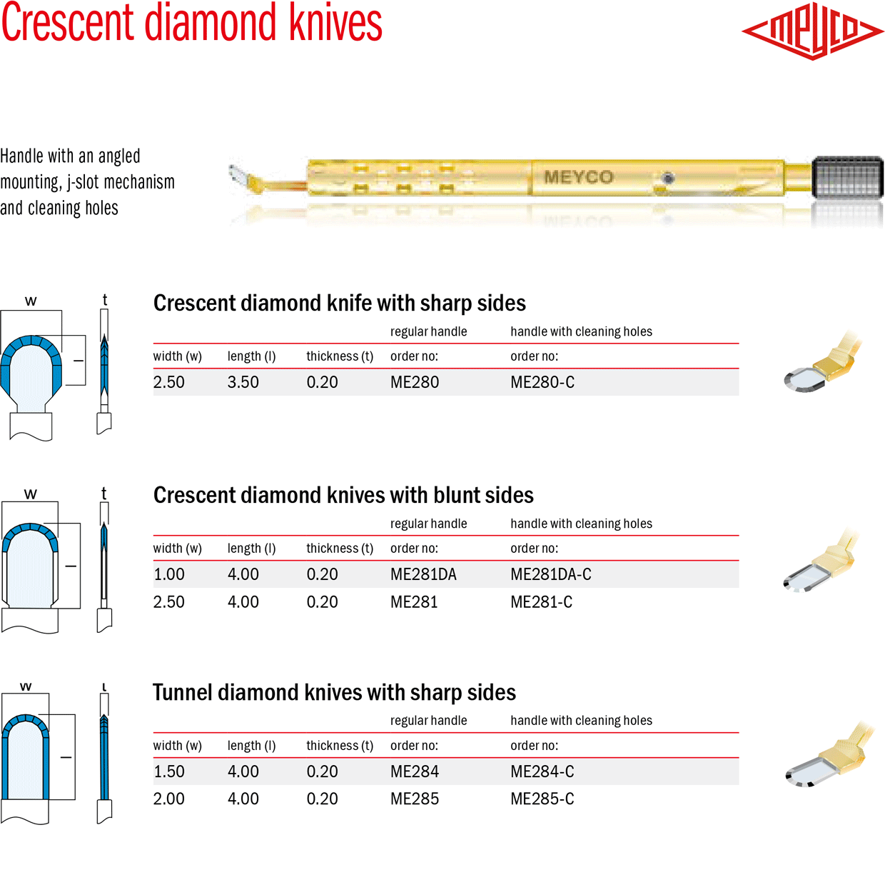 Crescent diamond knives